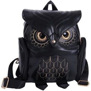 NWOT RARE Black Owl Backpack with Gold Accents